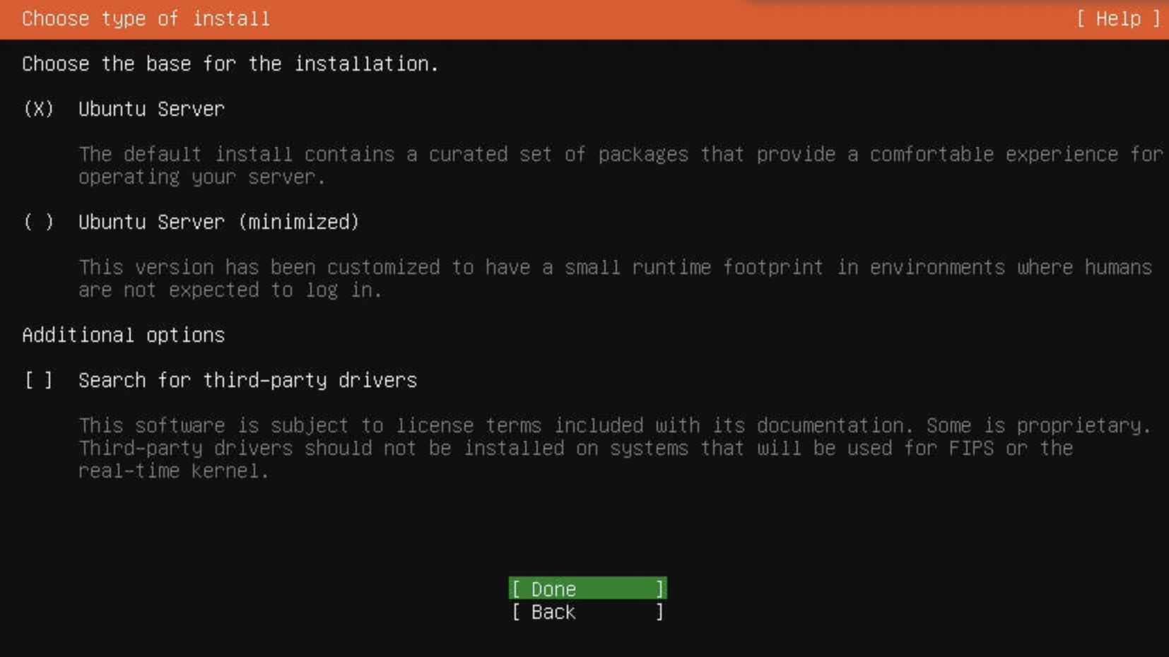 Select the installation type